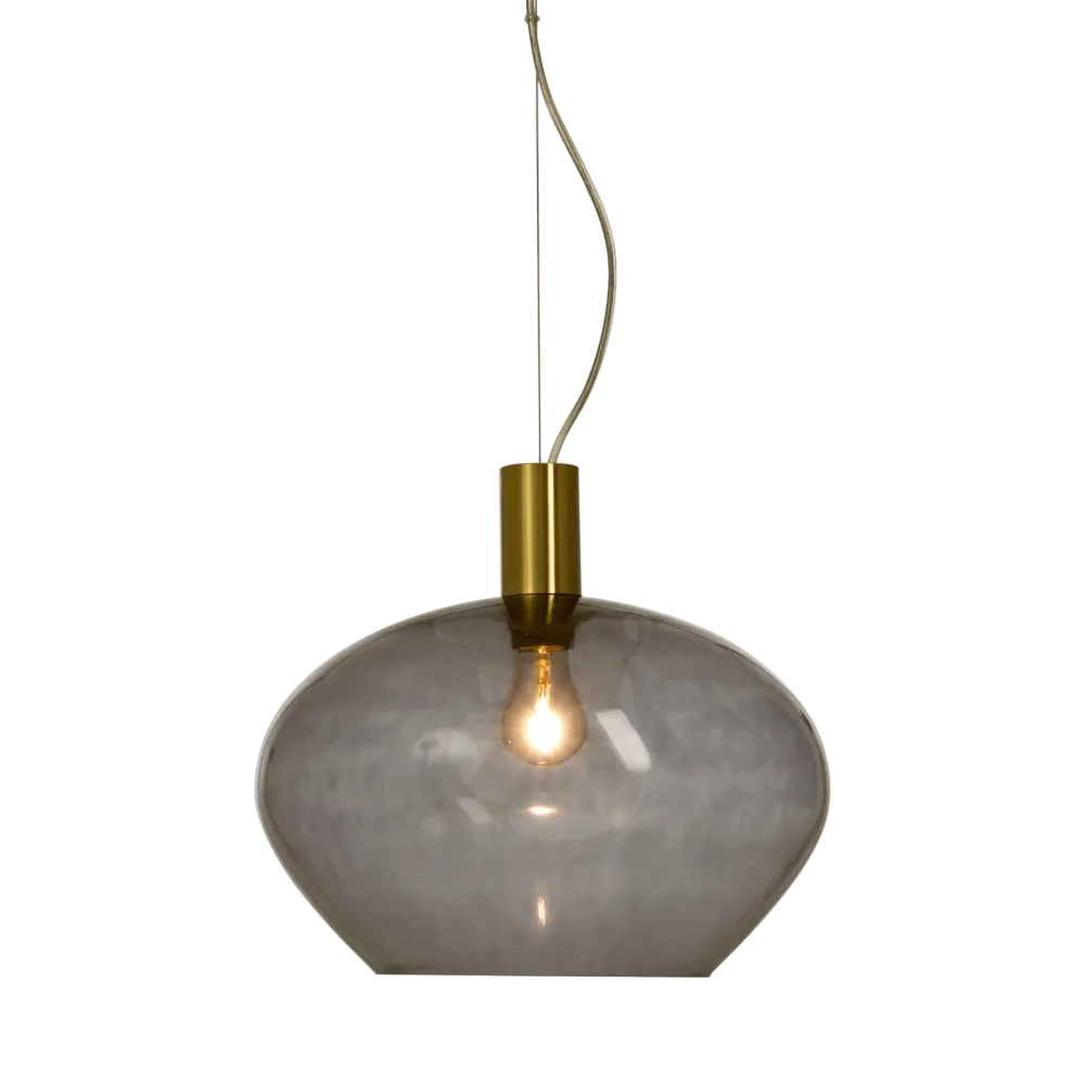 BELL taklampa 35cm, matte mässing/rök
