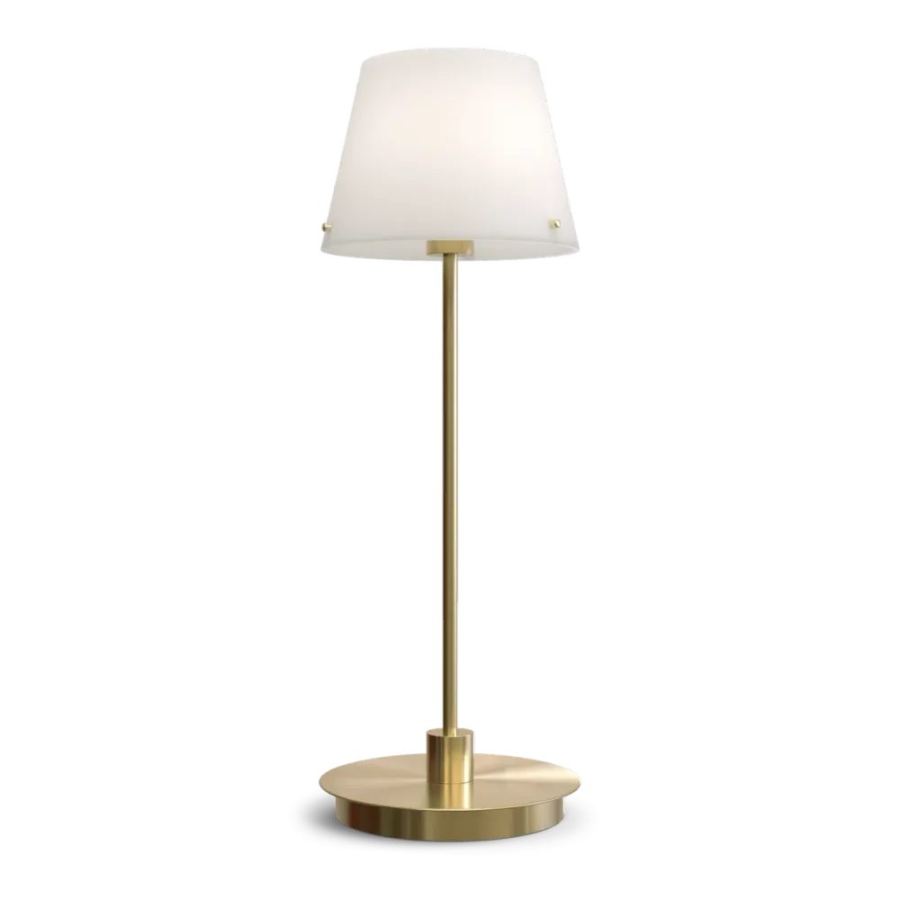 Bordslampa Gil il Grande satin brass/opal glas