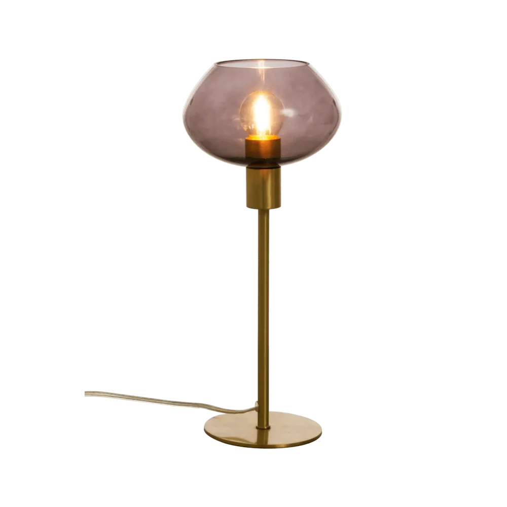 Dagsljusvit BELL bordlampa hög, matte mässing/rök