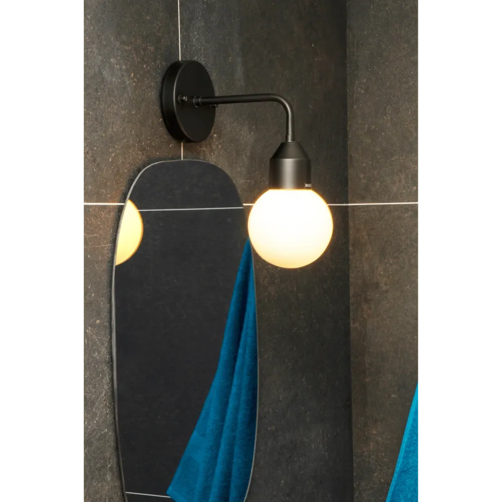 FLORENS vägglampa bad, svart/opal