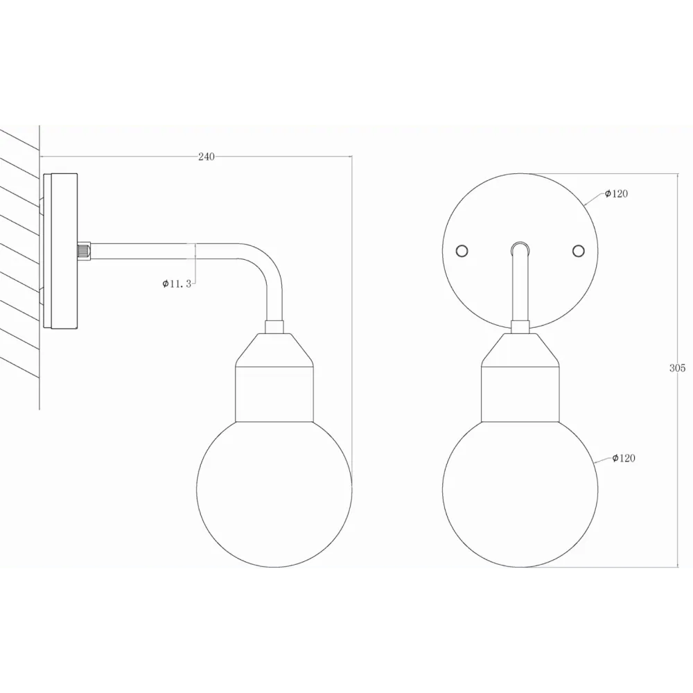FLORENS vägglampa bad, svart/opal