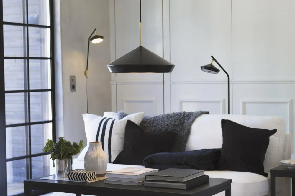 Geometri Golvlampa Vit/guld 135cm