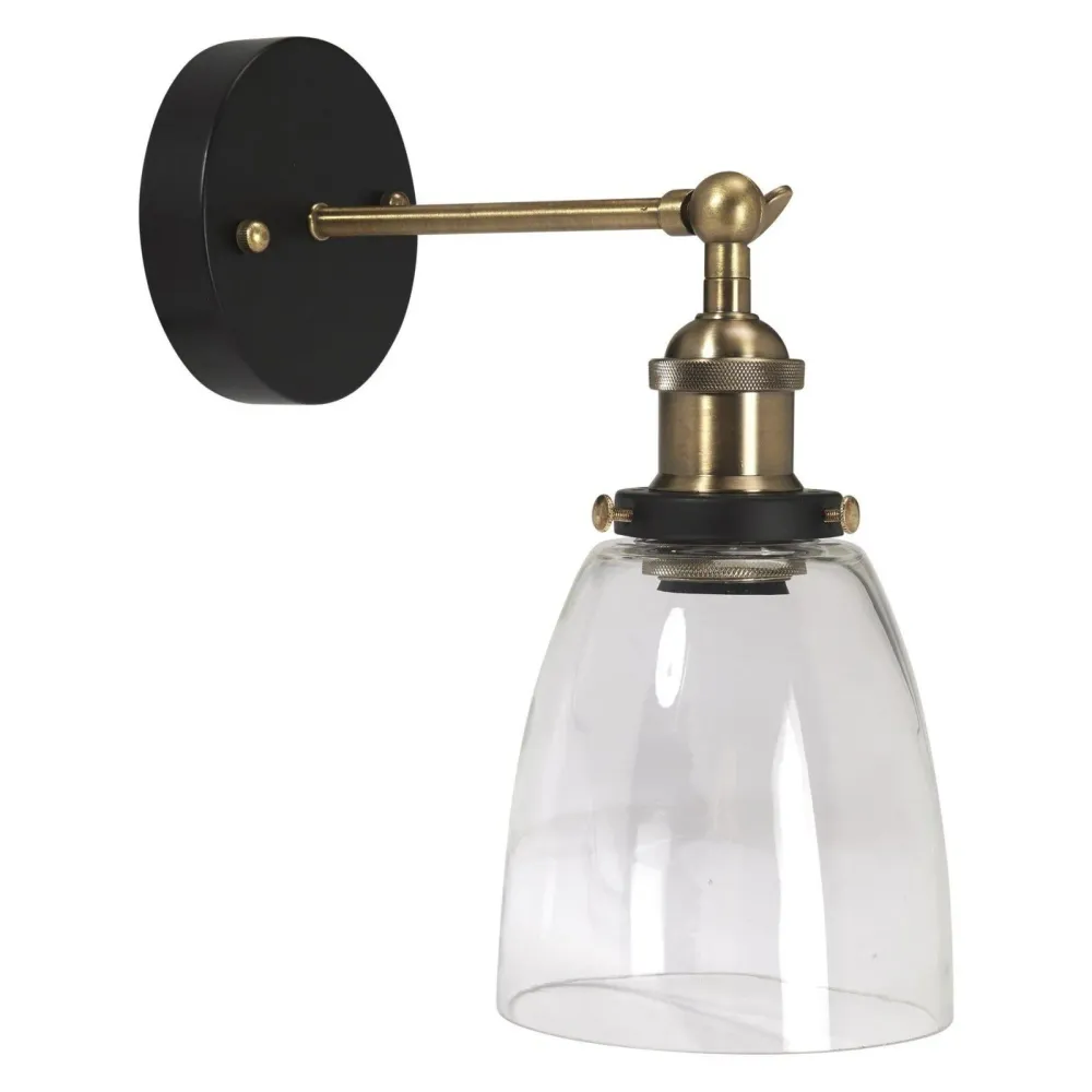 Kappa vägglampa Svart/mäss Kristall 14cm