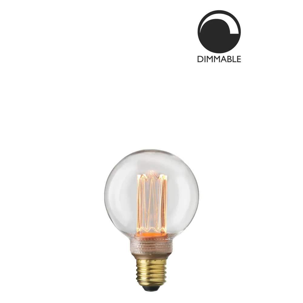 Ljuskälla E27 Laser LED Filament Glob 80 mm Kristall 3,5W