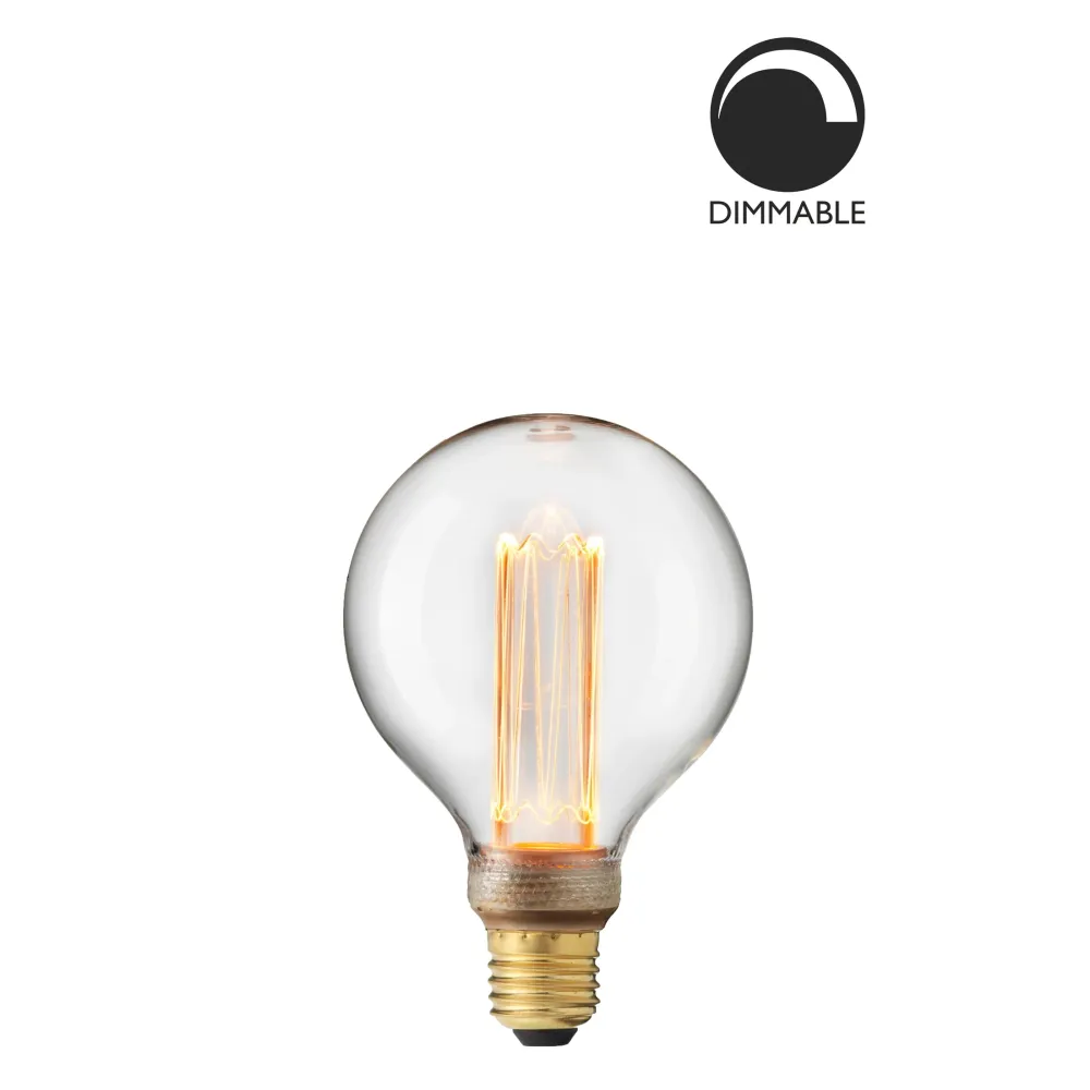 Ljuskälla E27 Laser LED Filament Glob 95 mm Kristall 3,5W
