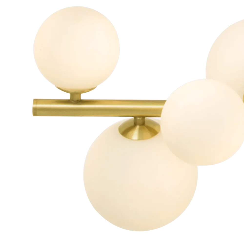MOLEKYL taklampa L85, matte mässing/vit