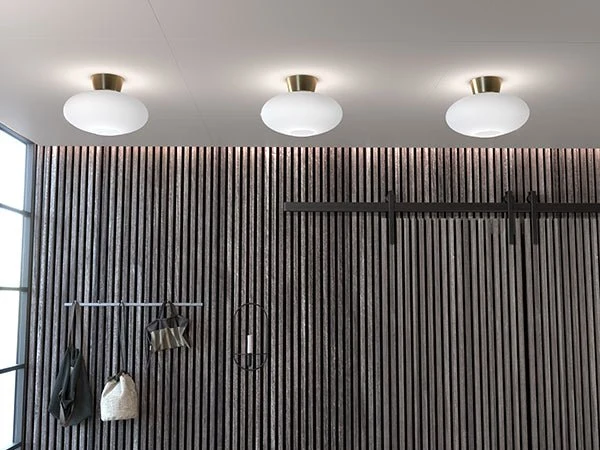 Plafond Bullo Ø27 mässing/opal glas