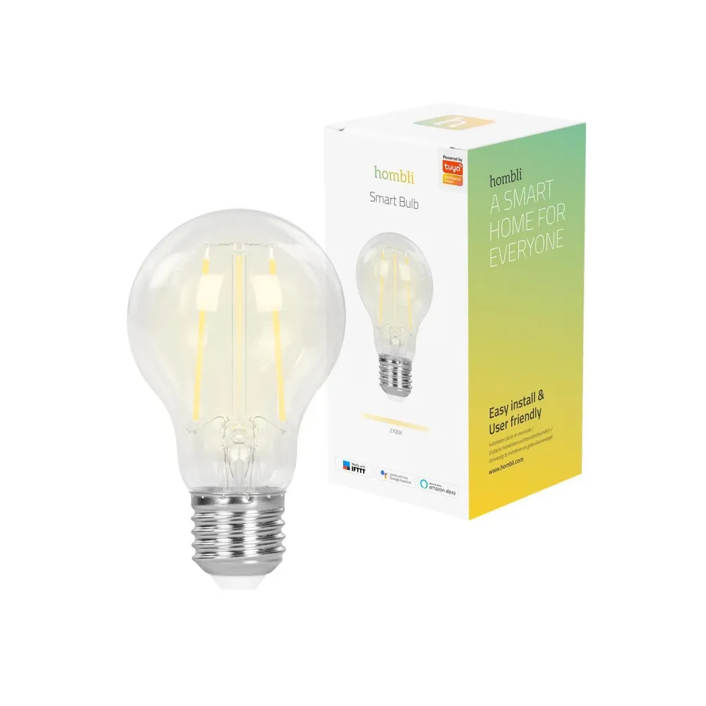 Smart lampa, WiFi, Hombli Smart Bulb E27, LED, CCT, 7W, Dimbar, Nostalgic Filament, med retrofilament