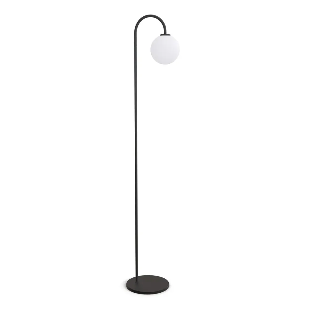 Utomhusklassad Golvlampa Ballon svart/opal glas