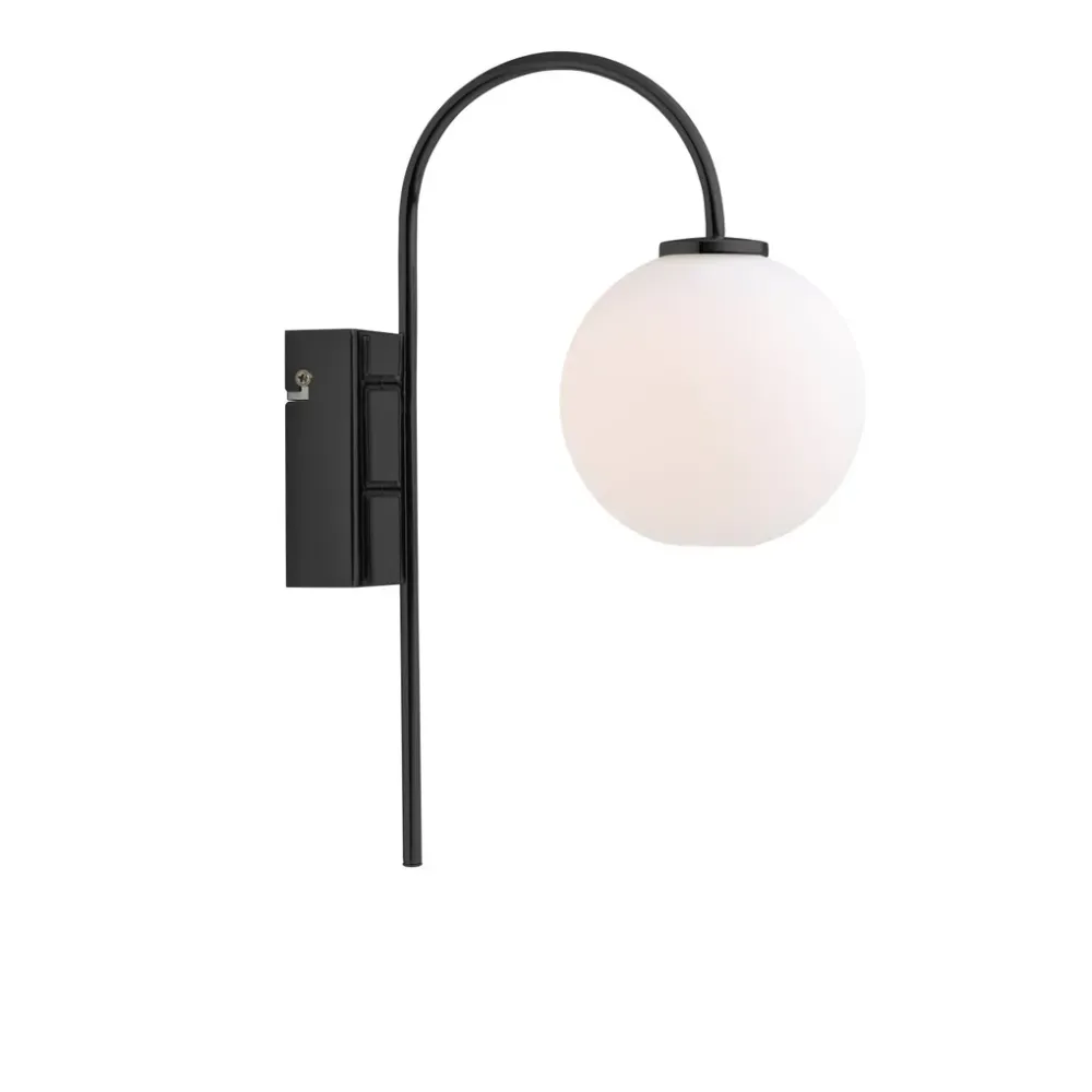 Vägglampa Ballon svart/opal glas (Energy Star)