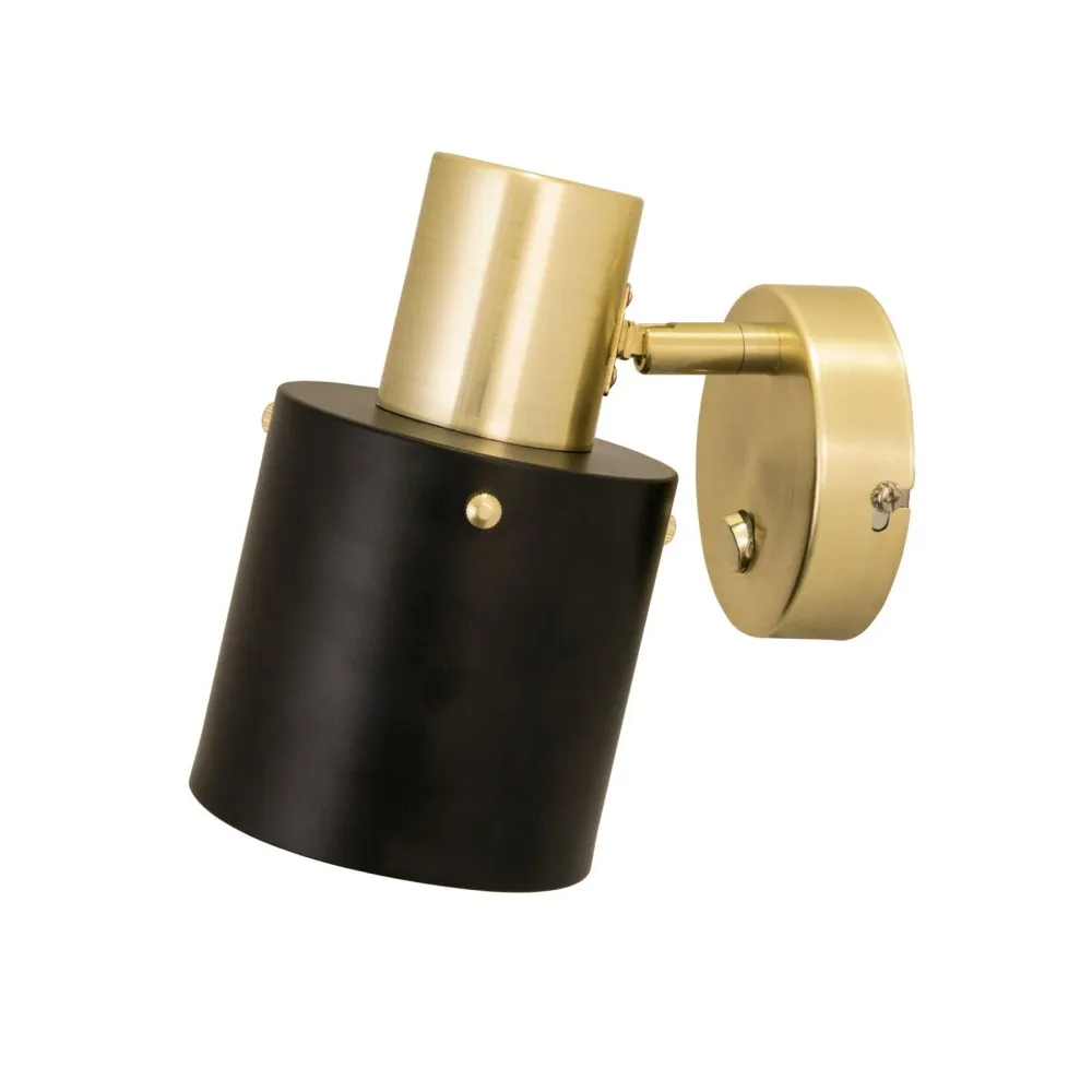 Vägglampa Clark 1 Svart/Borstad Golden metal