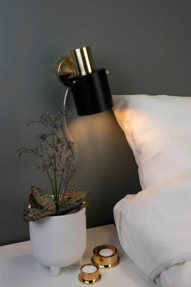 Vägglampa Clark 1 Svart/Borstad Golden metal