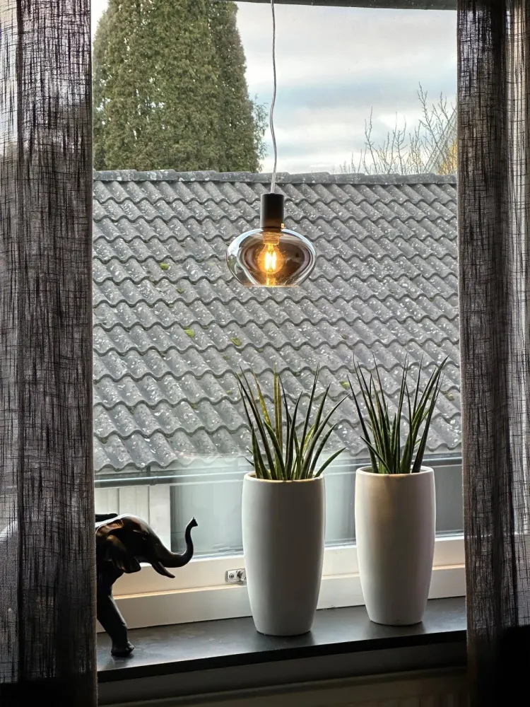 Vintage Style BELL fönsterlampa, svart/rök