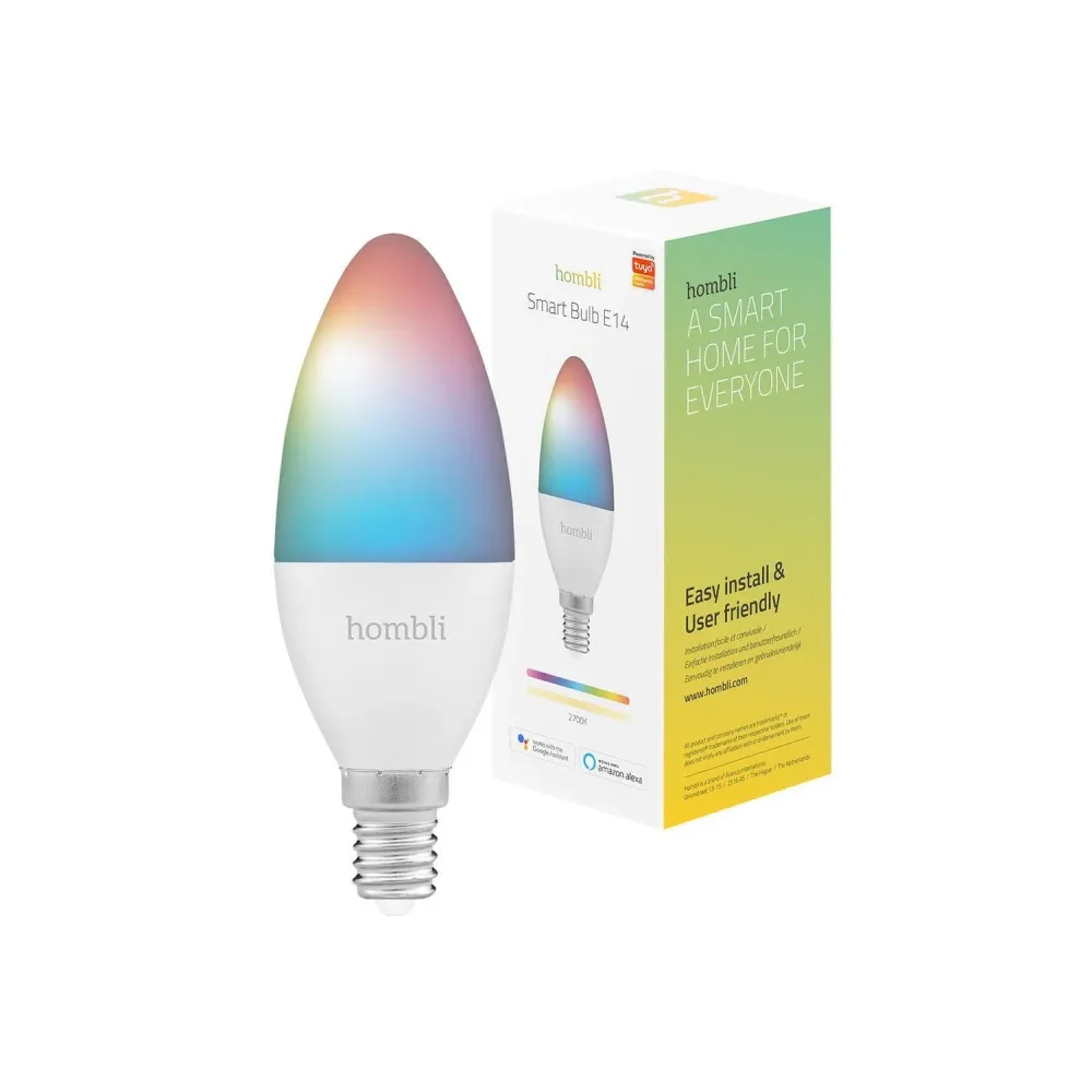 Wi-fi lampa, WiFi, Hombli Smart Bulb E14, LED, RGB & CCT, 4,5W, Dimbar, Multifärg