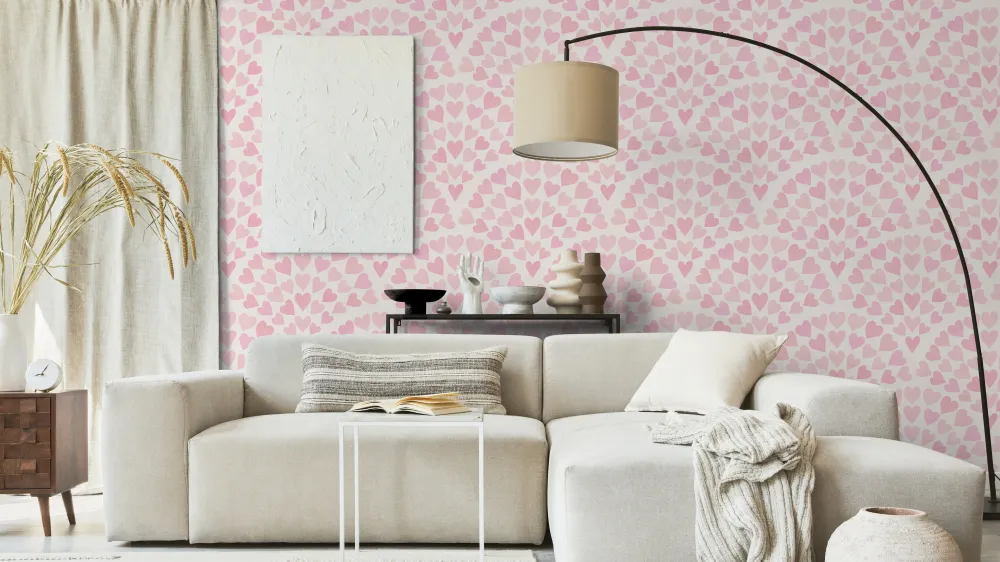 Reveal Tapet Scallop Hearts - Pink