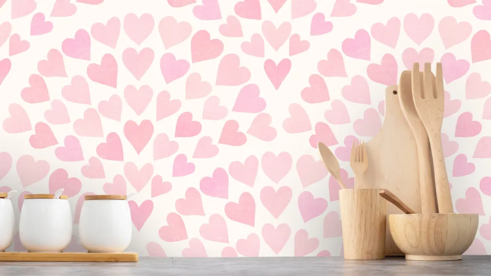 Reveal Tapet Scallop Hearts - Pink