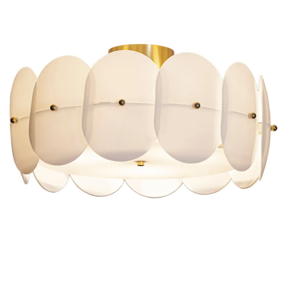 Omlott plafond Ø53 cm mässing/vit