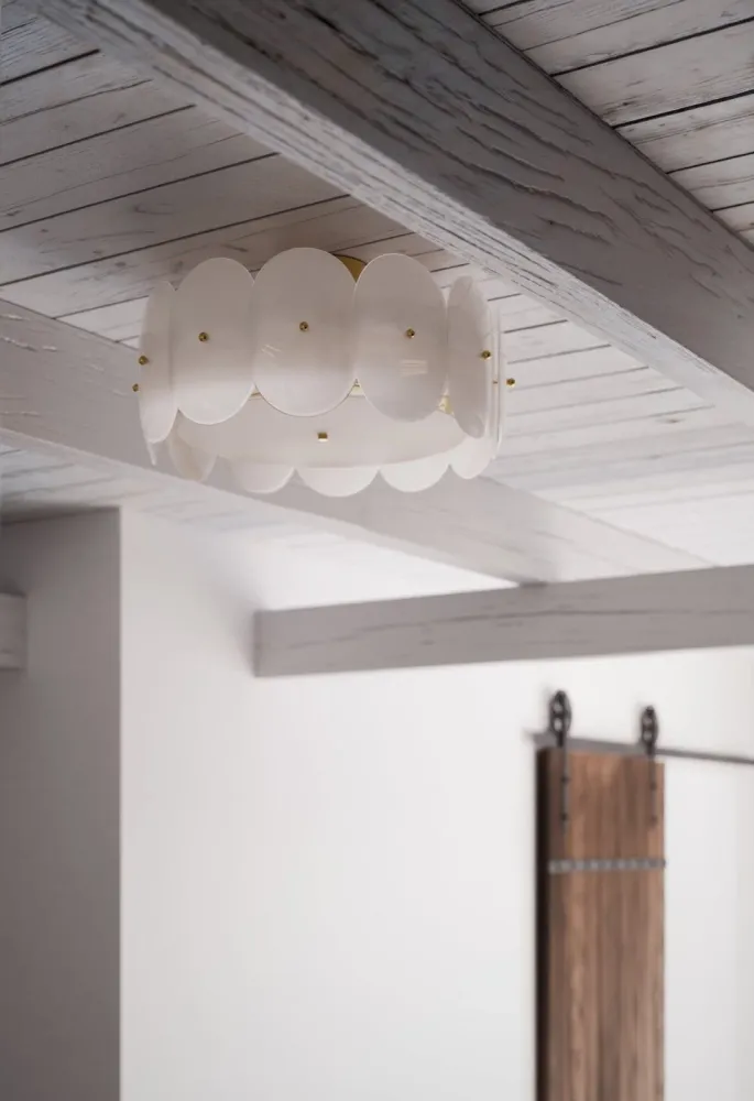 Omlott plafond Ø53 cm mässing/vit