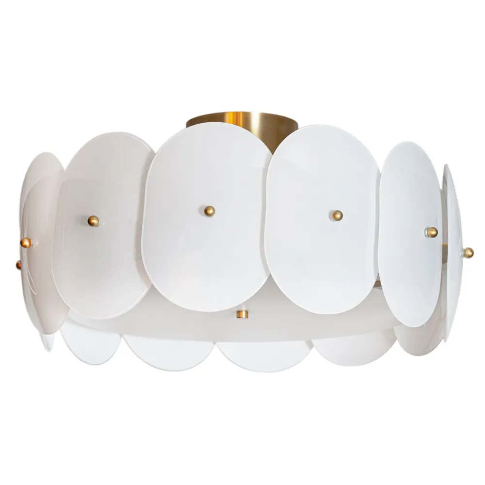 Omlott plafond Ø53 cm mässing/vit