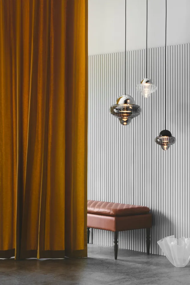 Nutty XL Smoke pendellampa, rökfärgad/krom • Design Us