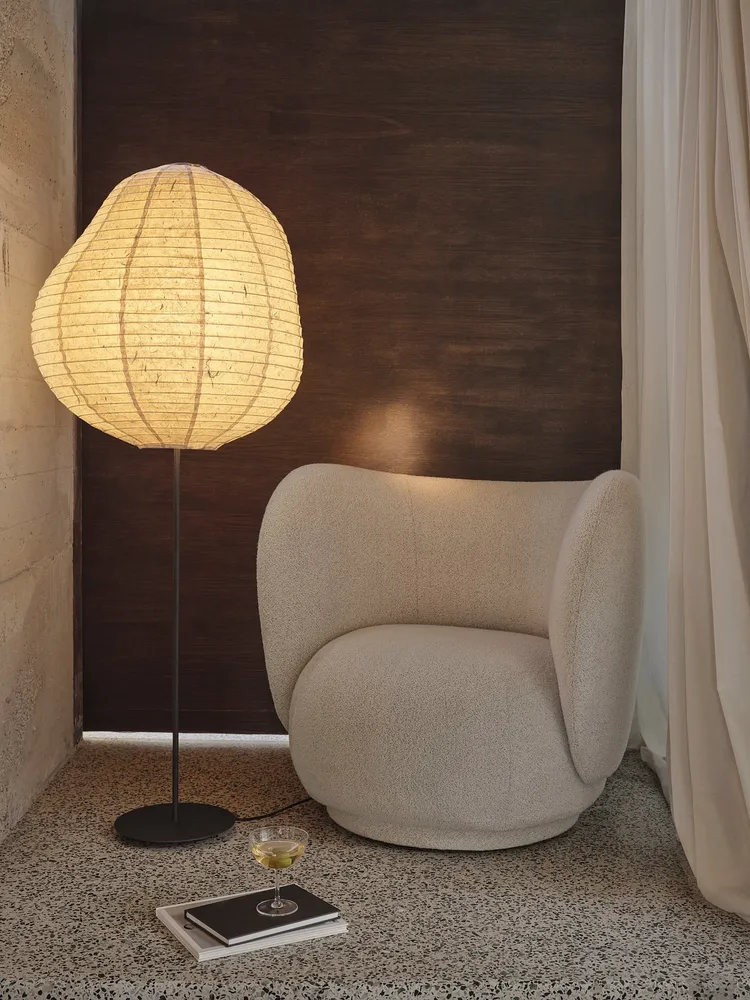 Kurbis Floor Lamp - Extended - Black/Natural Motion Sensor