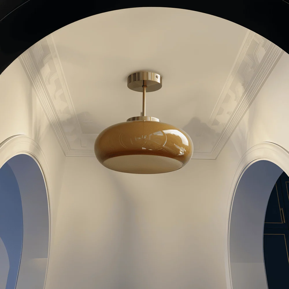 AmberGleam – Klassisk Citron Vintage Taklampa i Glas och Mässing