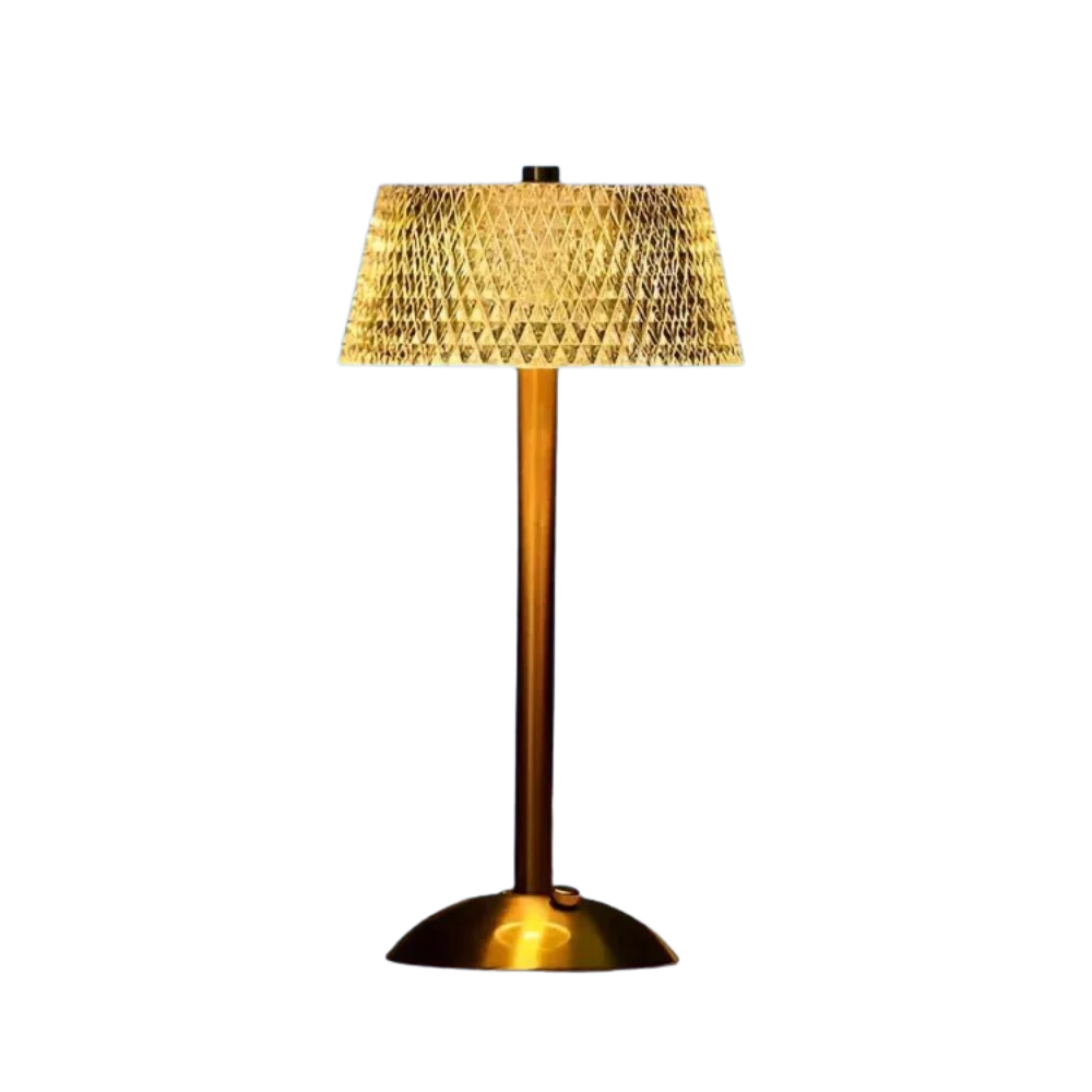 AuroLuxe – Trådlös bordslampa i kristall och alloy med elegant LED-belysning