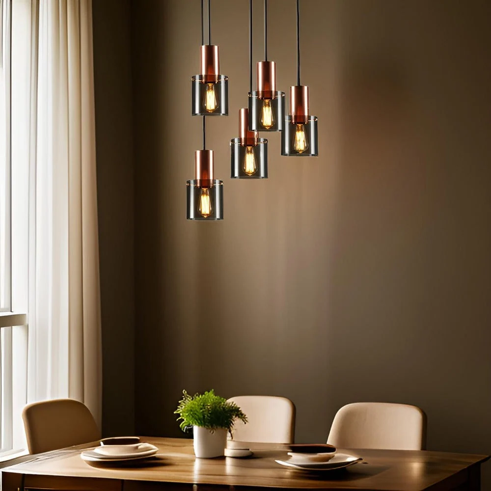 BottleLite – Modern Cylindrisk Hänglampa i Glas och Metallisk