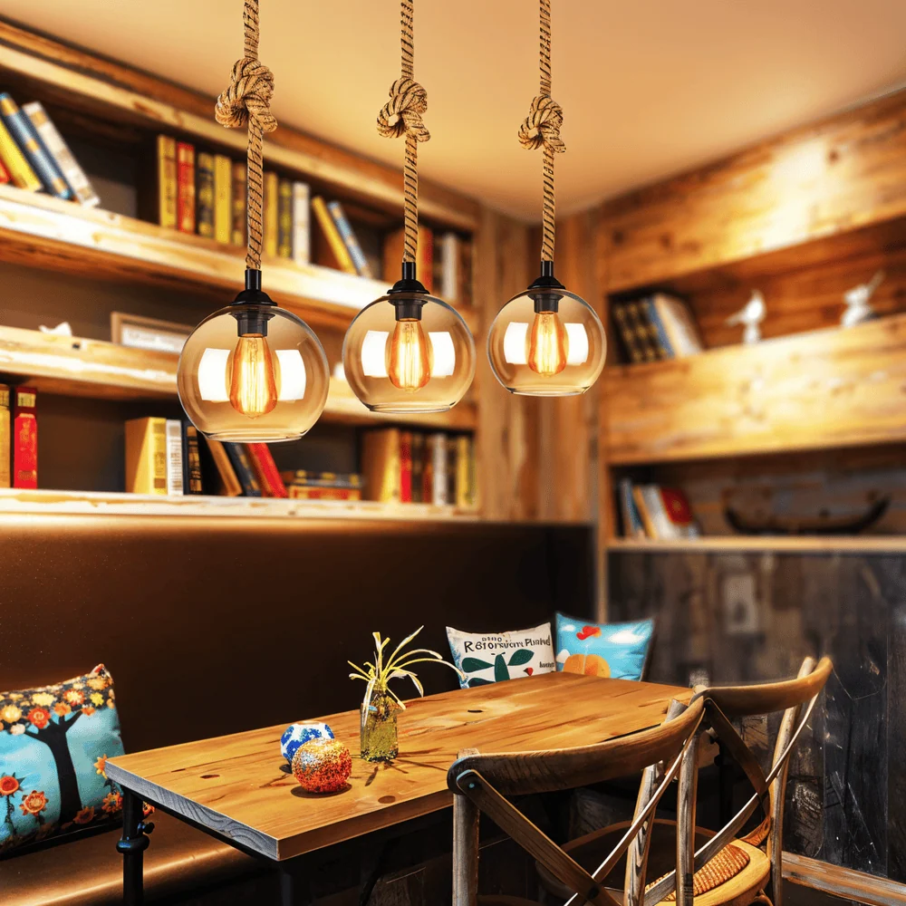 Rustic OrbLight – Pendellampa med Glasboll i Hamparep