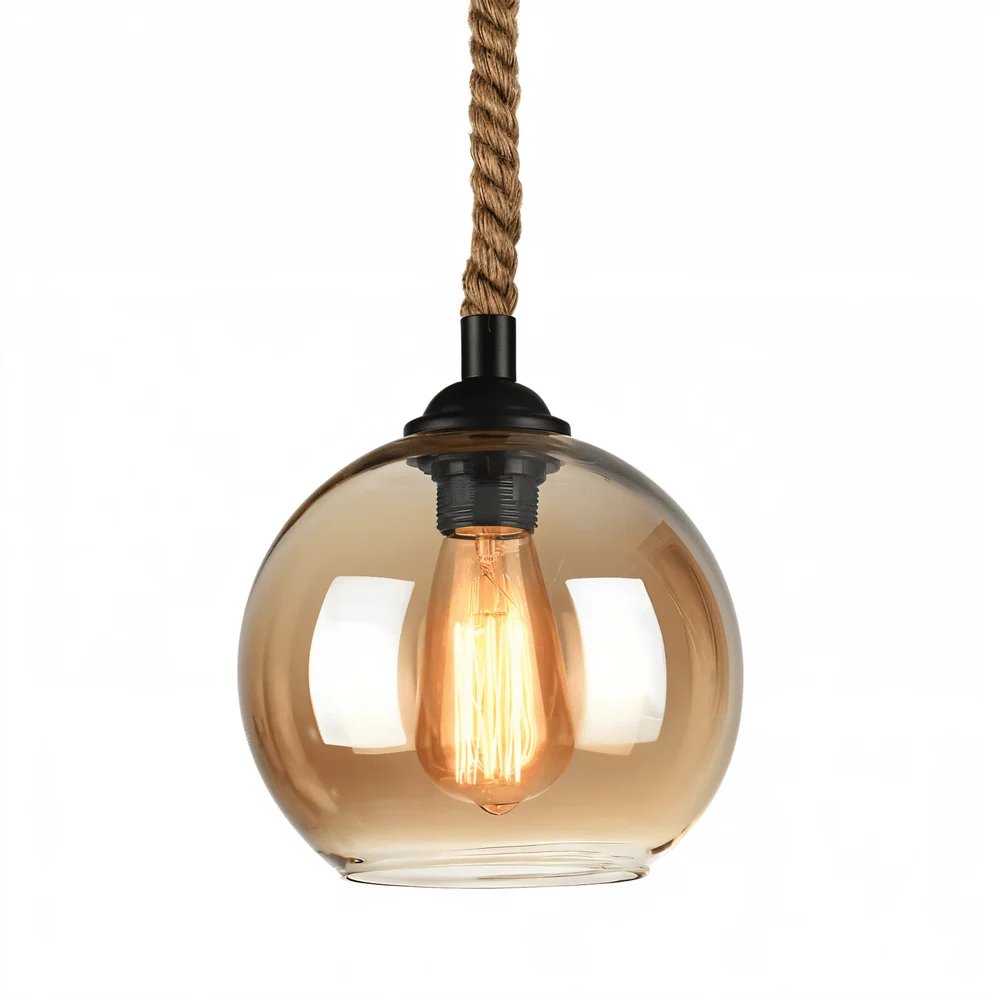Rustic OrbLight – Pendellampa med Glasboll i Hamparep