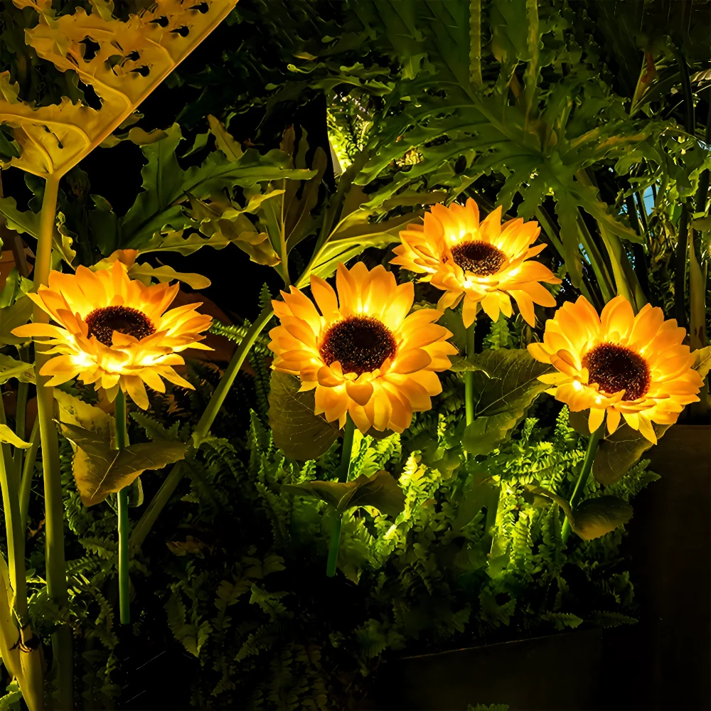 SunieBloom - IP65 Väderbeständig Realistisk Solros Trädgårdsbelysning - LED Solarlampa Trädgård
