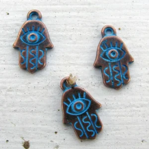 Berlock kopparfärgad - Hamsahand vintage 10x15mm set om tre