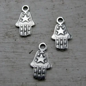 Berlock Silverfärgad - Hamsa med Stjärna set om tre