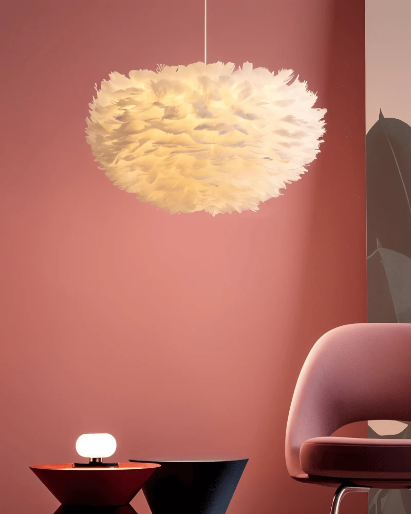 Dreamy Feather Hänglampa - Skillfully made, Justerbar Taklampa Gra