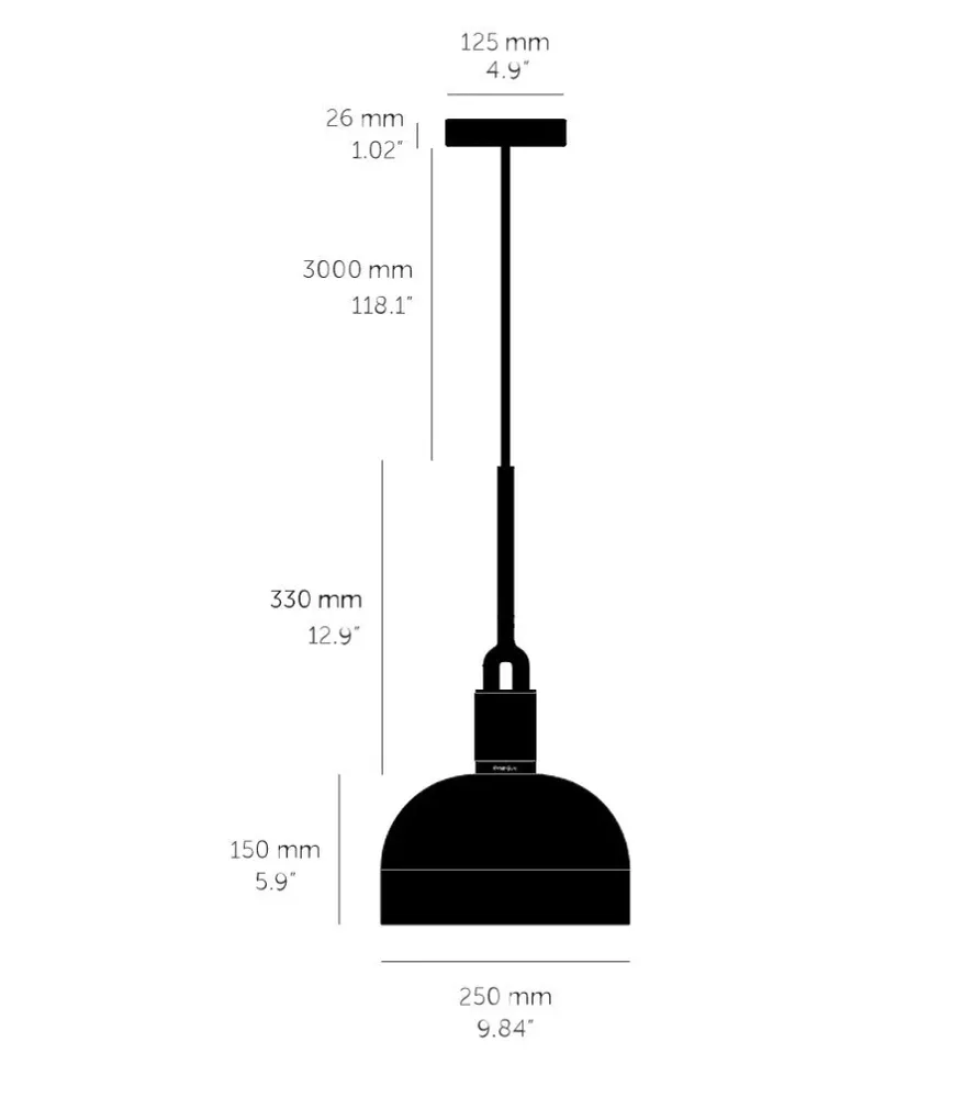 Forked Pendant Shade Medium pendellampa, stål • Buster + Punch