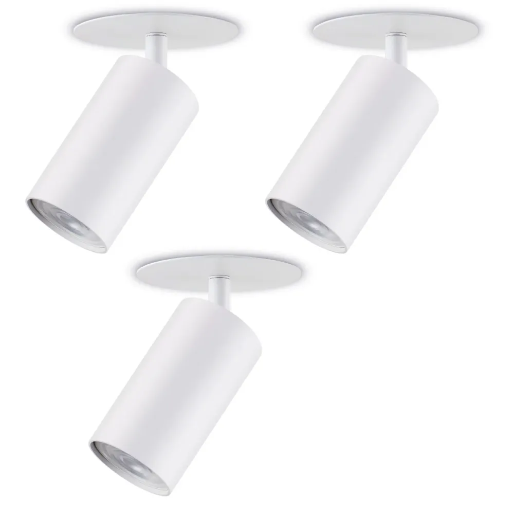 Maclean infälld montering/rörarmatur, spot, rund, aluminium, GU10, 55x130mm, pärla, MCE364 W 3st+ LED-lampa GU10 7W Maclea...