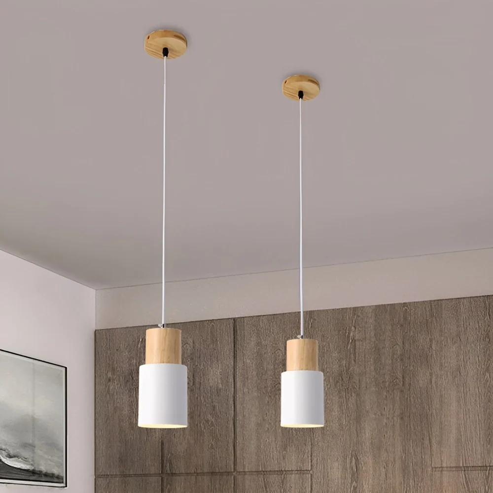 MiniCylinder taklampa - Minimalistisk Makronpendel i Aluminium Vit