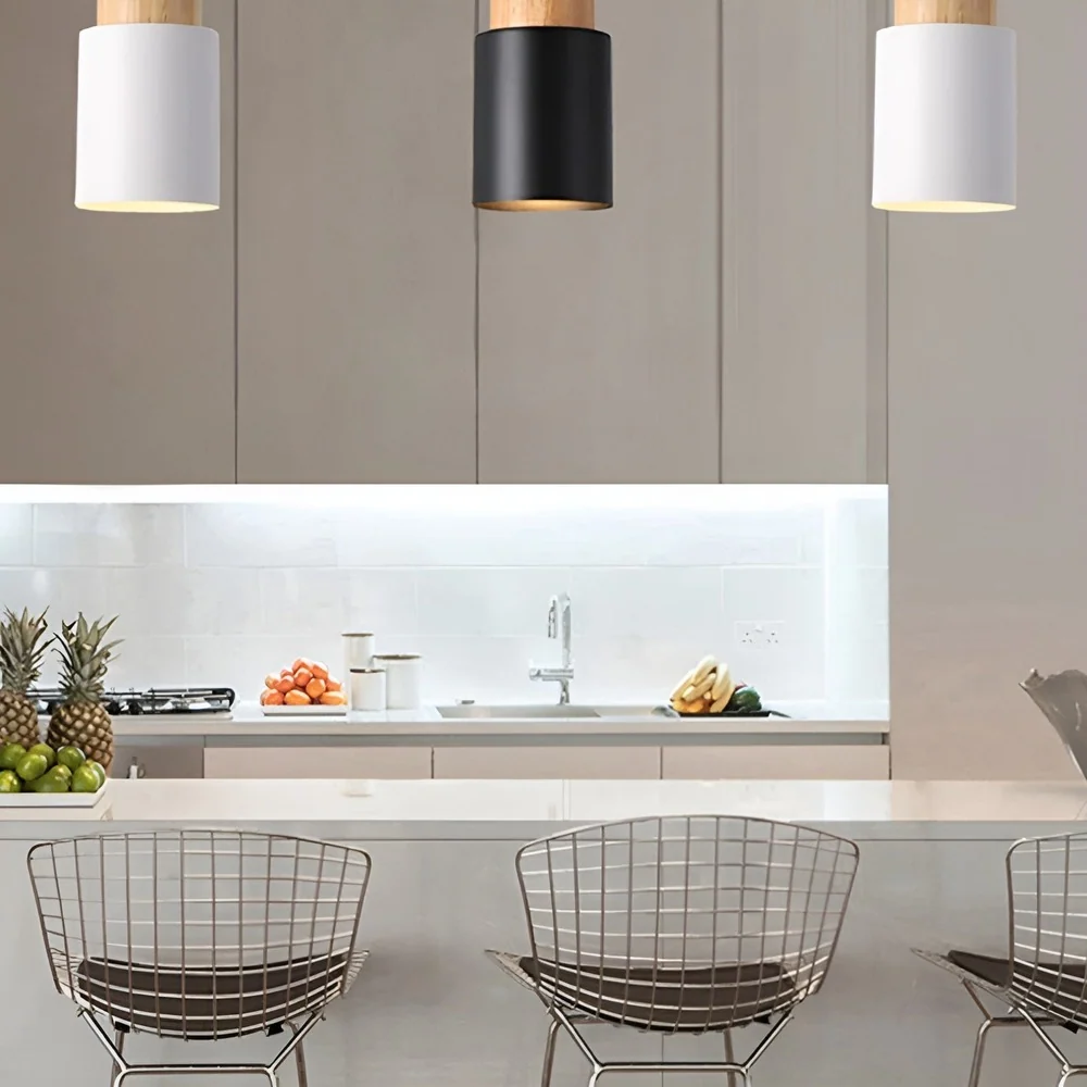 MiniCylinder taklampa - Minimalistisk Makronpendel i Aluminium Vit