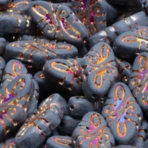 Arabesque beads - Matte Jet Sliperit 19x9mm, 6-pack