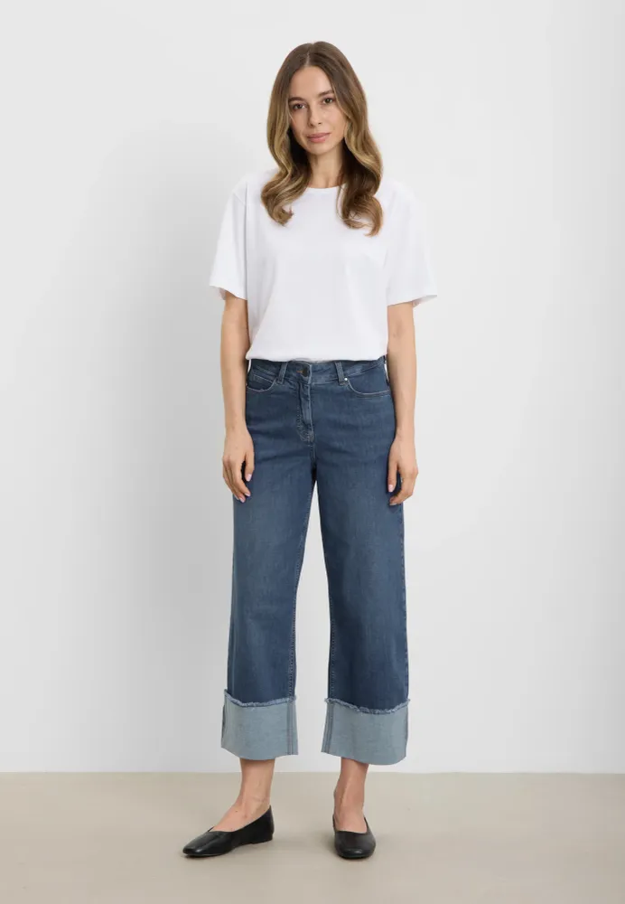 Carol Turn-up Loose - Cropped - Washed Blue Denim 34