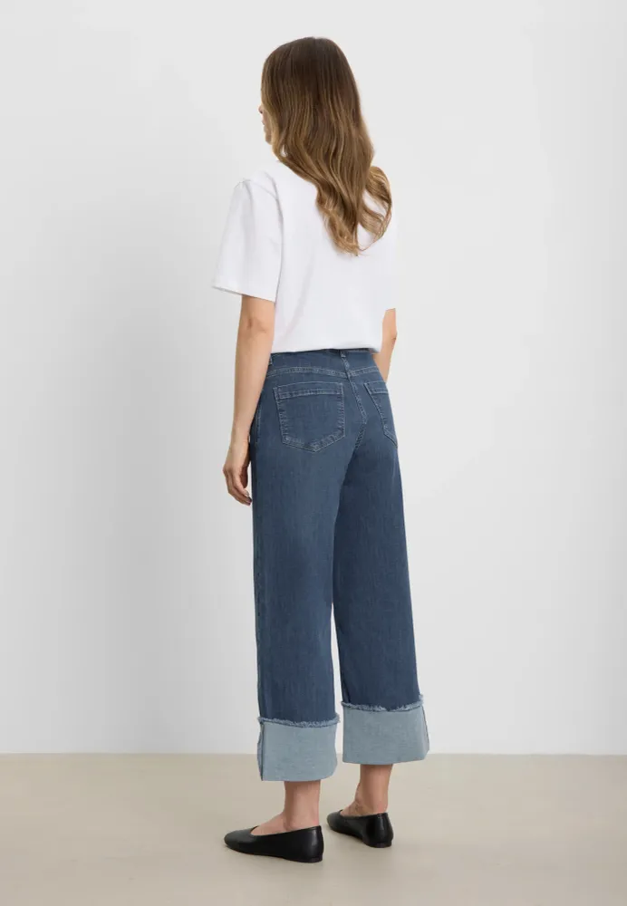 Carol Turn-up Loose - Cropped - Washed Blue Denim 34