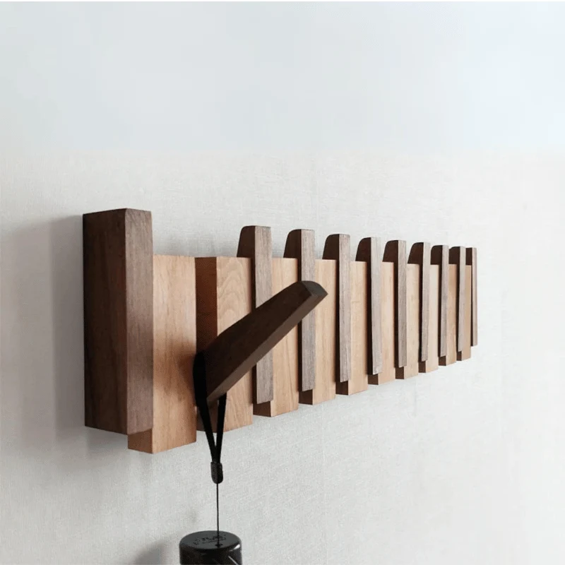 PianoHook – Wall-fixed Klädhängare i Massivt Trä med Infällbara Krokar
