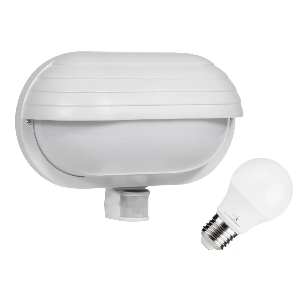 Maclean väggarmatur, med PIR-sensor, max. 60W, 180°, MCE33 W + LED 9W