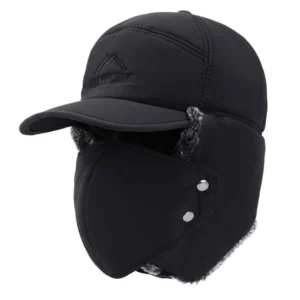 Fodrad mössa med detachable mask Black