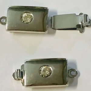 Claspgarten Instickslås - Rektangel med Swarovski Kristall Silverfärgad 13x8mm 1 styck
