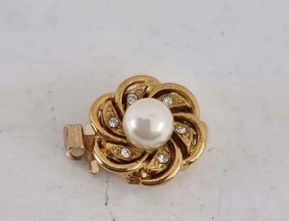 Instickslås - Pearlflower 23k guldpläterad 14mm 1 styck