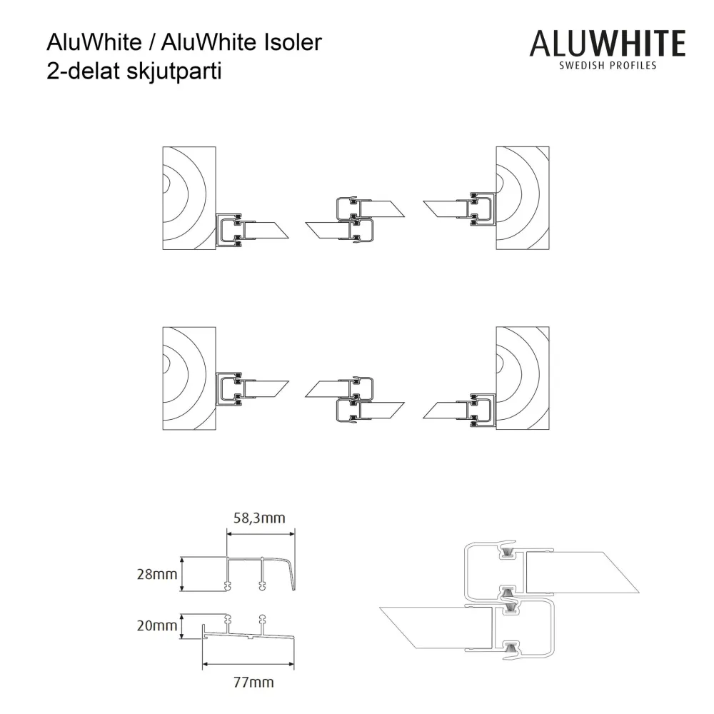 Skjutdörr Aluwhite Sommar 5 mm