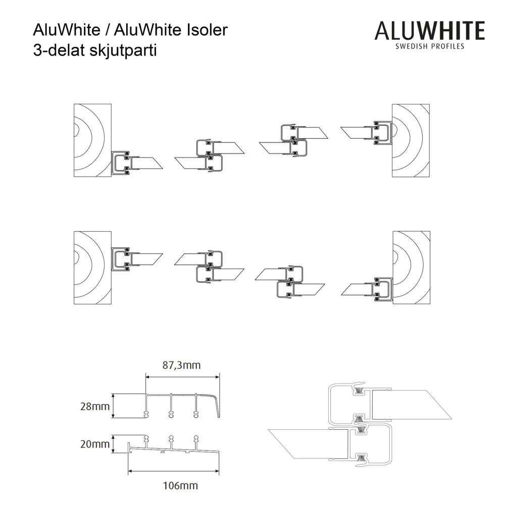 Skjutdörr Aluwhite Sommar 5 mm