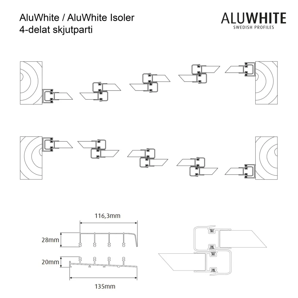 Skjutdörr Aluwhite Sommar 5 mm