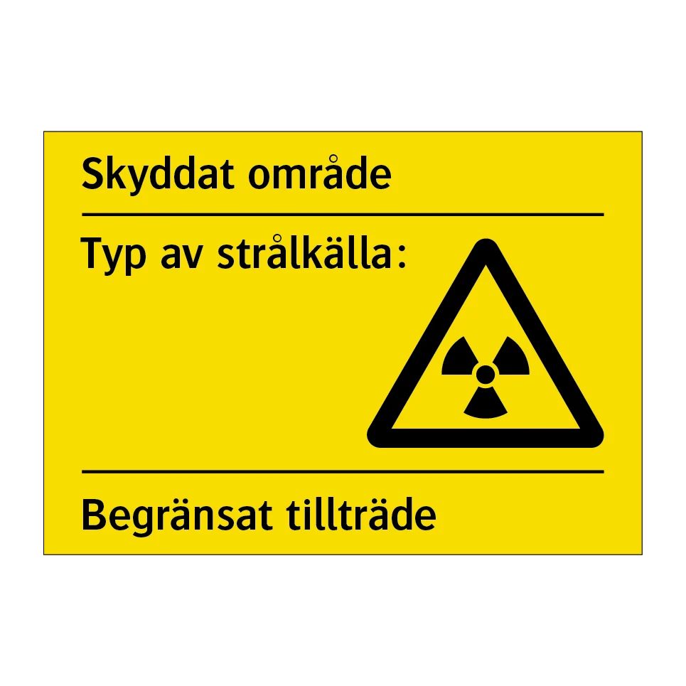 Skyddat område typ av strålkälla 210x148mm